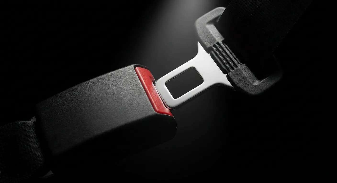 Pretensionatore cinture di sicurezza: guida completa Gros plan sur une boucle de ceinture de sécurité en haute résolution