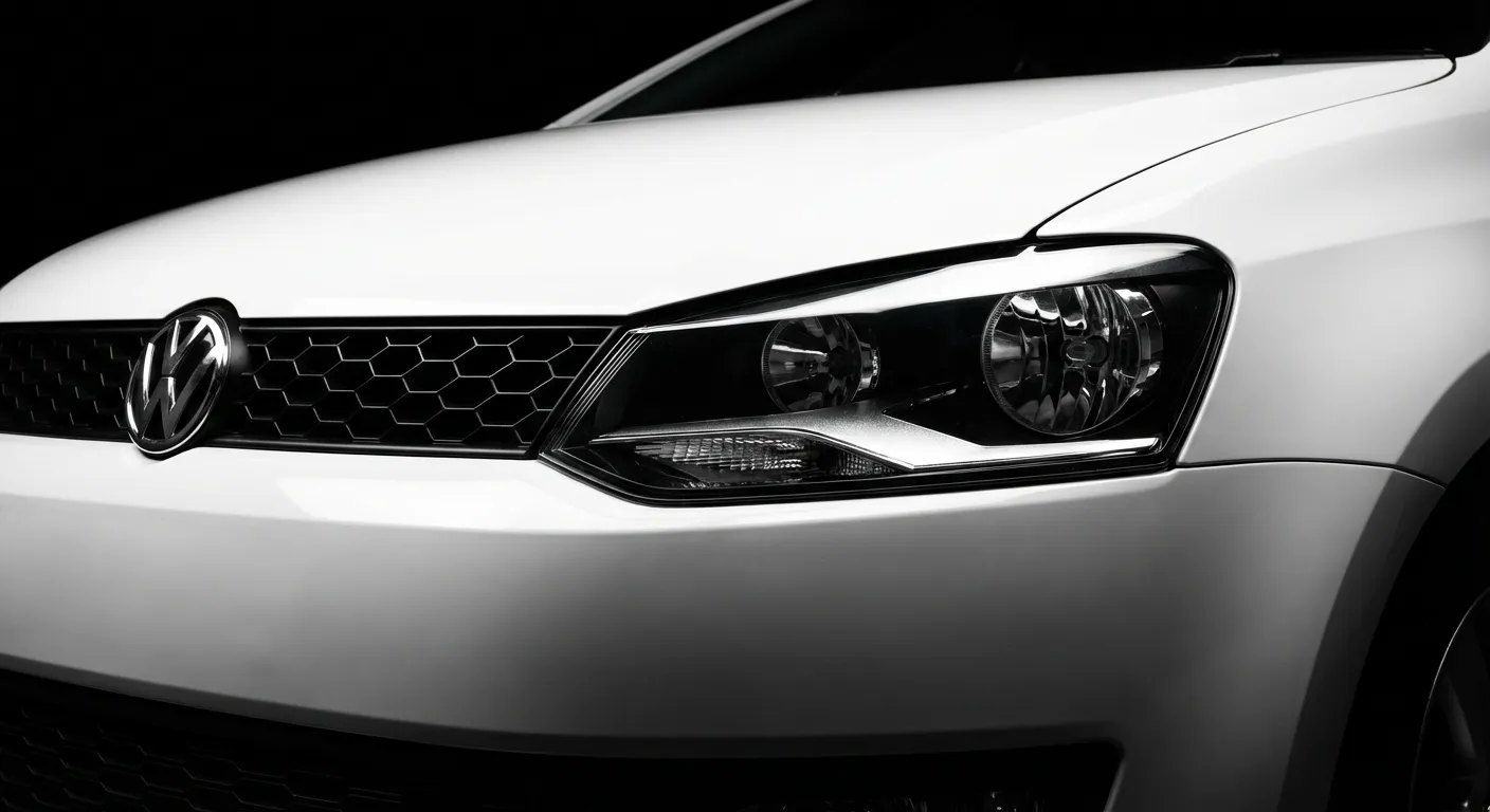 Polo 5 serie: motori, difetti e cosa controllare Gros plan du phare avant d'une Volkswagen Polo 5 série